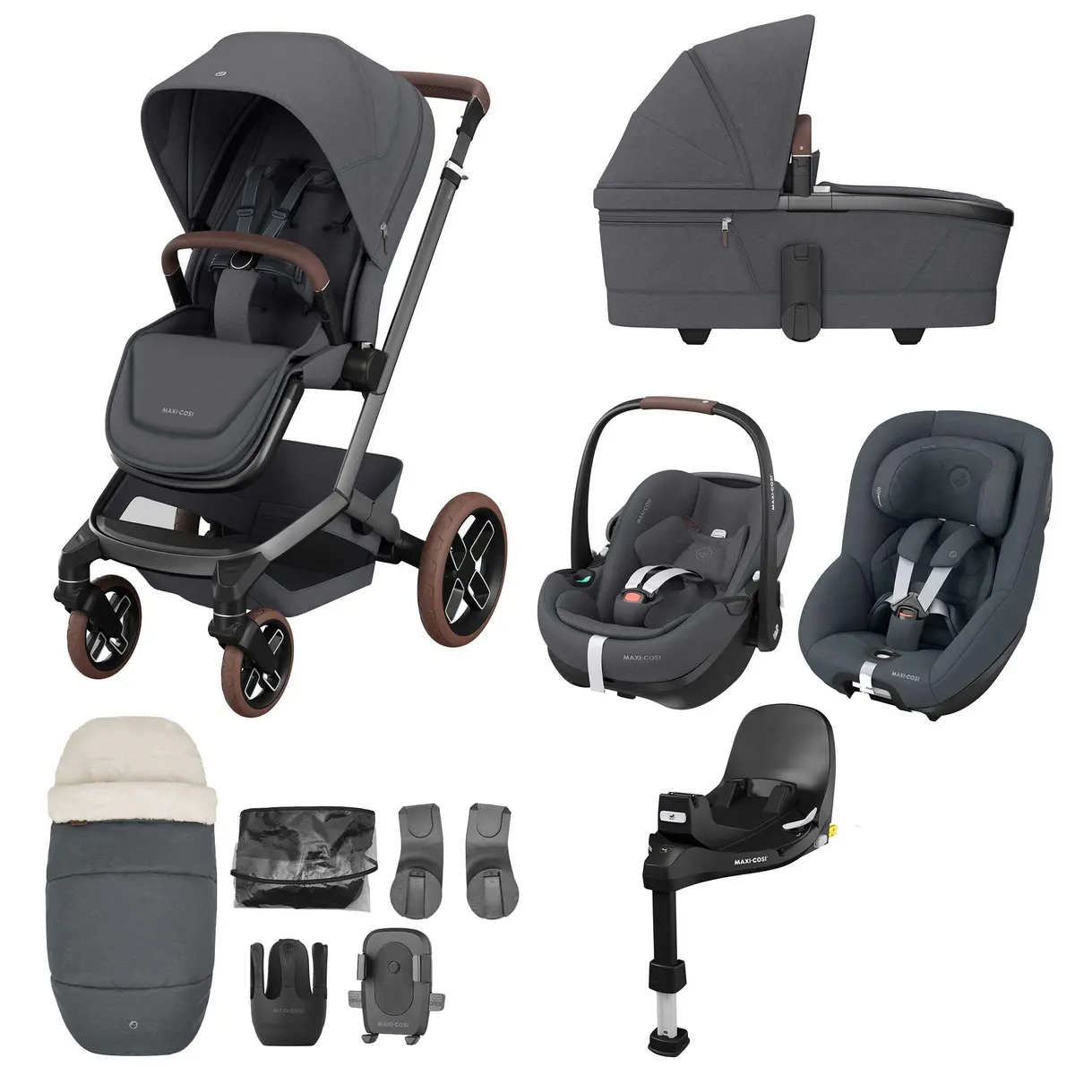 Maxi-Cosi Fame 10 Piece Premium Family 360 Pro Bundle In Twillic Graphite 1