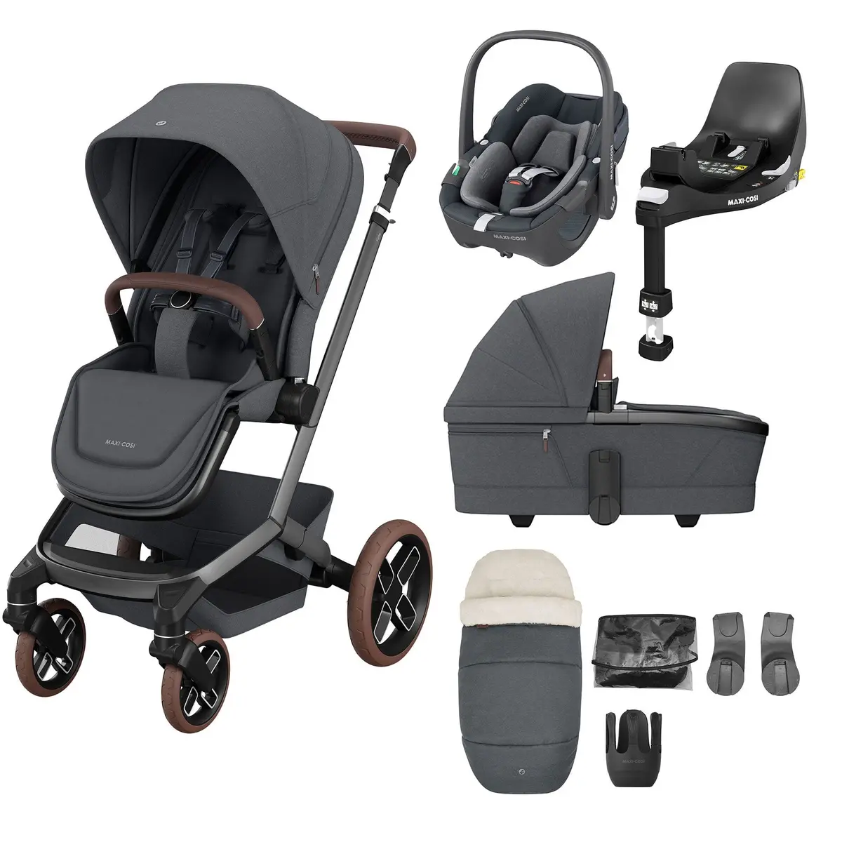 Maxi-Cosi Fame 8 Piece Complete Travel System In Twillic Graphite 1