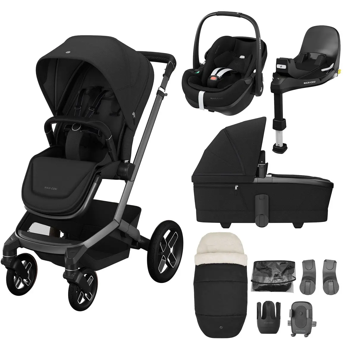 Maxi-Cosi Fame 9 Piece Premium Travel System In Twillic Black 1