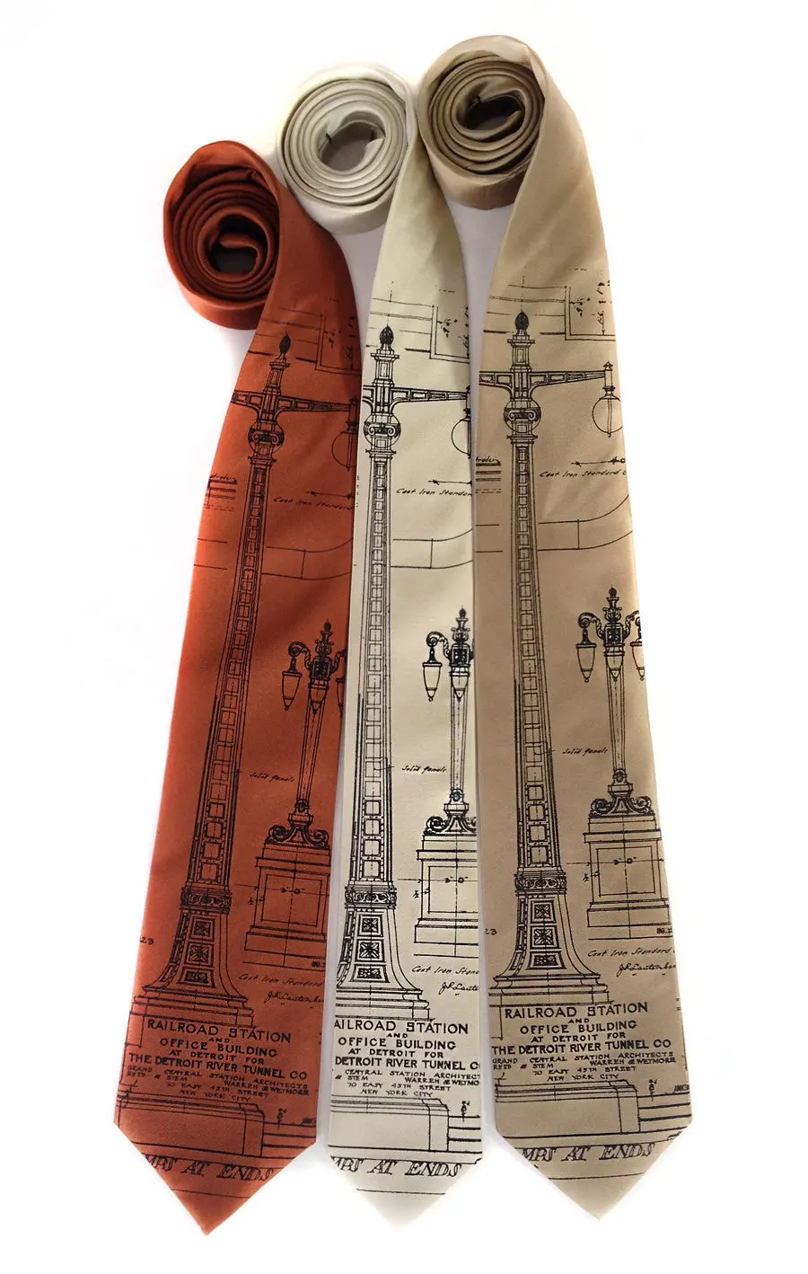 Blueprint Necktie: Detroit Train Station Ironwork Detail 1
