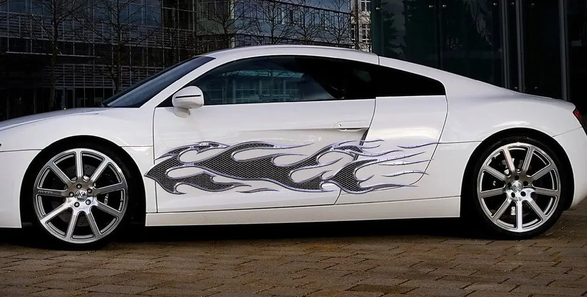 Chrome Grill Flame Vinyl Auto Graphic Decals #B863 3