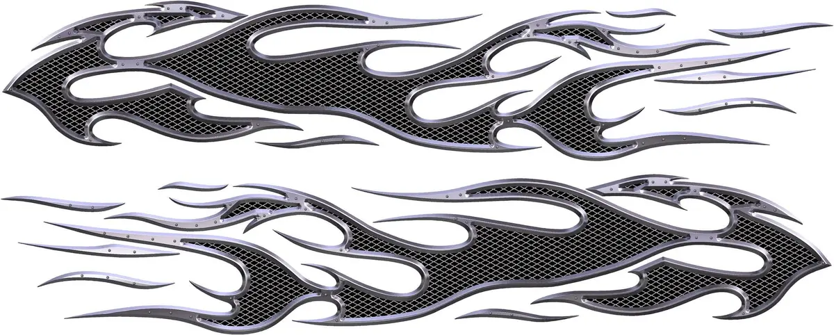 Chrome Grill Flame Vinyl Auto Graphic Decals #B863 4
