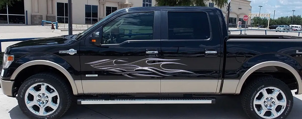 Metal Style Flames Truck Vinyl Graphics B763 1