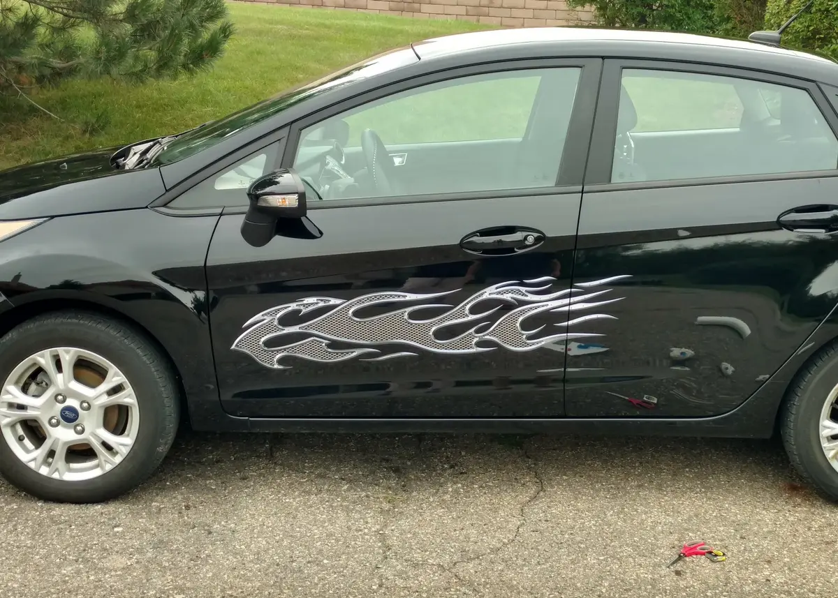 Chrome Grill Flame Vinyl Auto Graphic Decals #B863 1