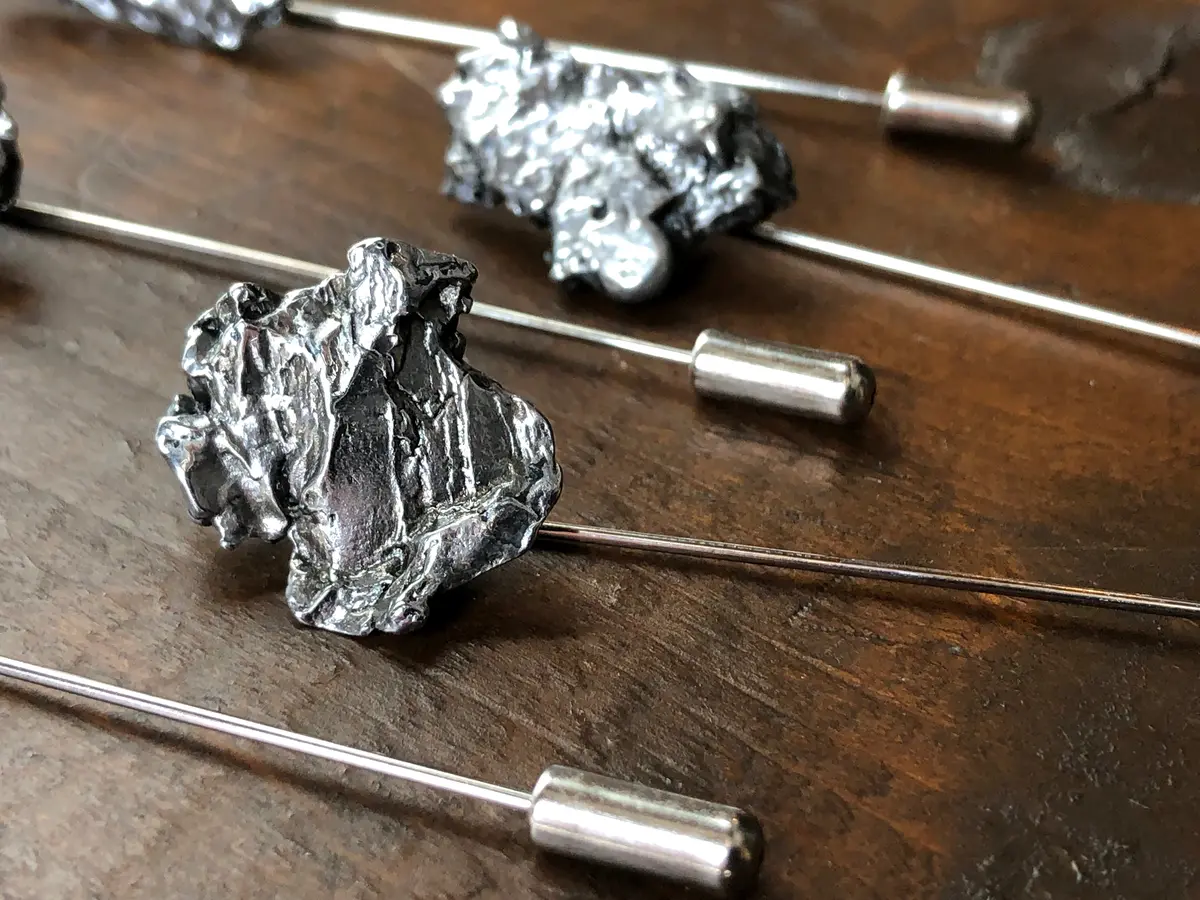 Meteorite Lapel Pin. Campo Del Cielo, Irony Meteorite. Gemstone Stick Pin 1