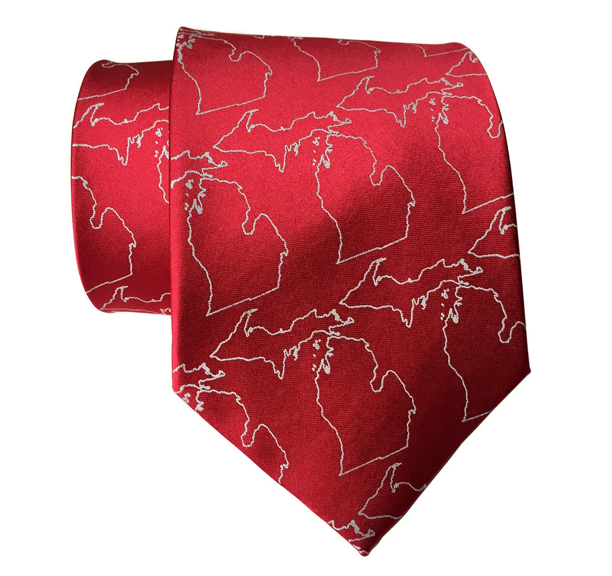 Michigan Outline Necktie, Michigan Mitten Map Tie 2