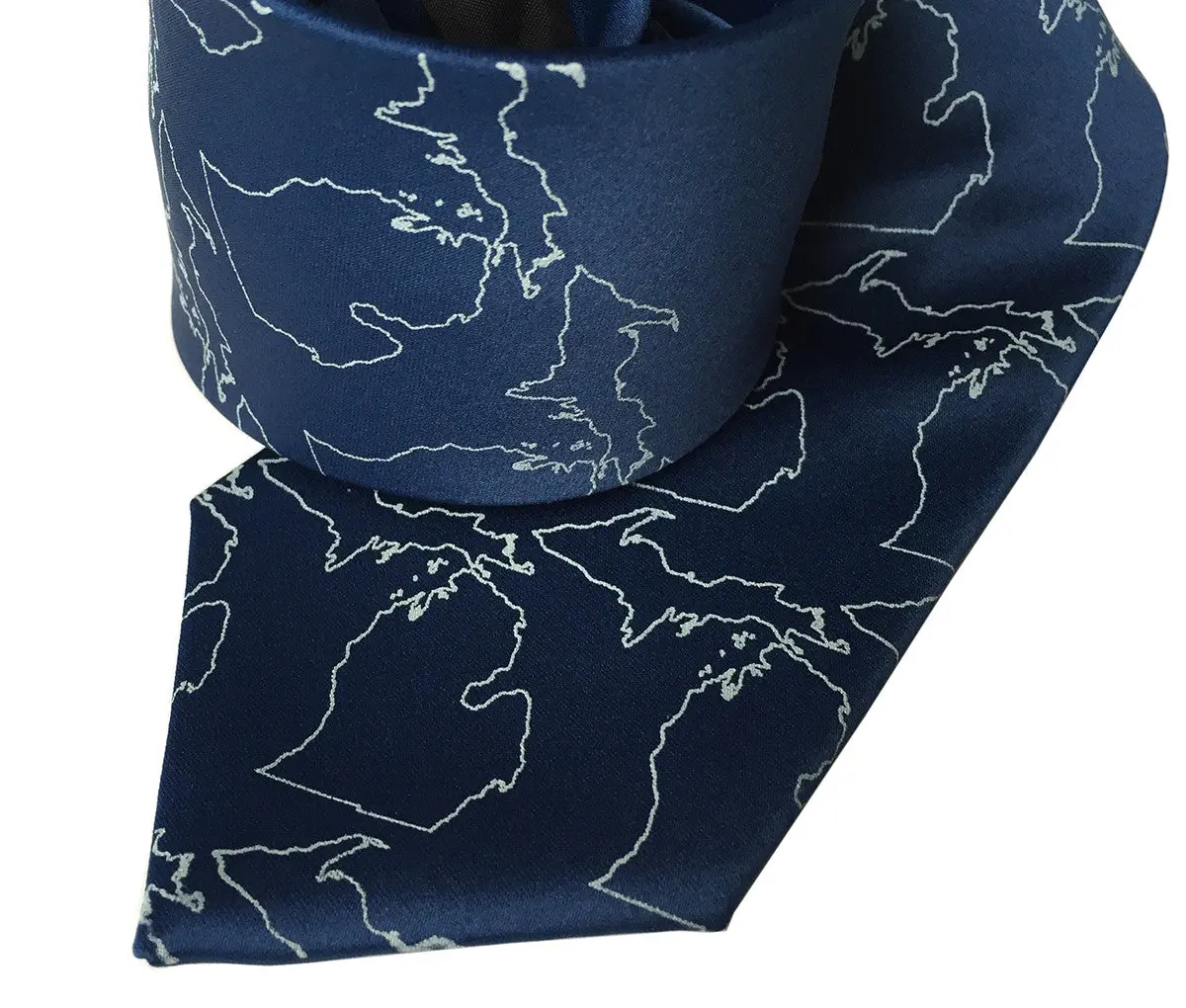 Michigan Outline Necktie, Michigan Mitten Map Silk Tie 1