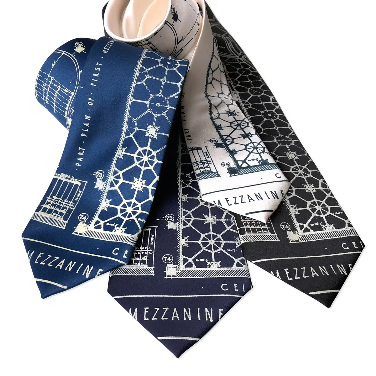 Blueprint Necktie, Capitol Theatre Detroit Opera House Tie 12