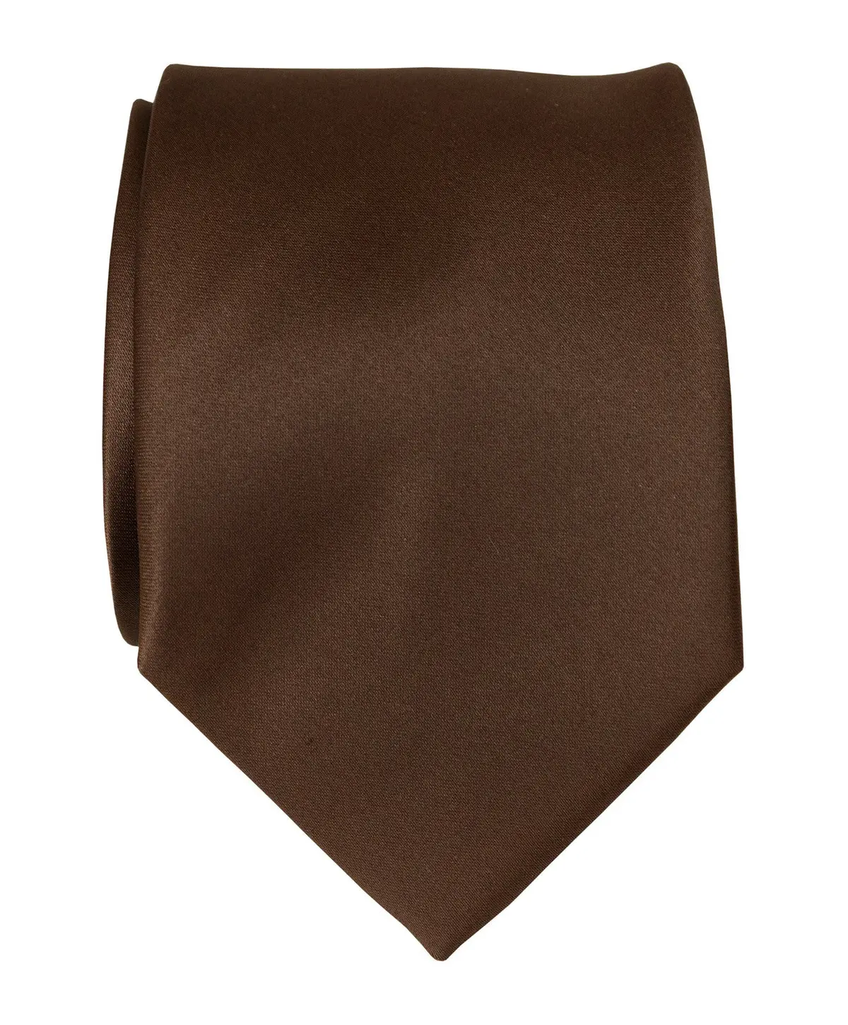 Milk Chocolate Brown Necktie. Plain Solid Color Satin Finish Tie, No Print 1