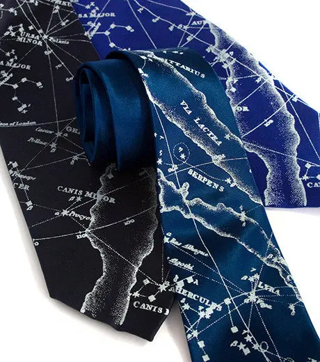 Milky Way Galaxy Silk Necktie. Star Chart Tie 1