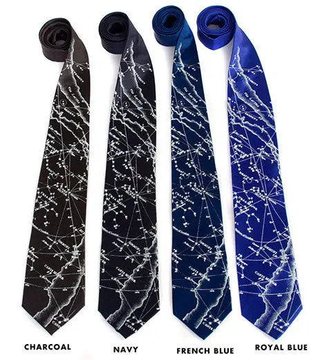 Milky Way Galaxy Silk Necktie. Star Chart Tie 2