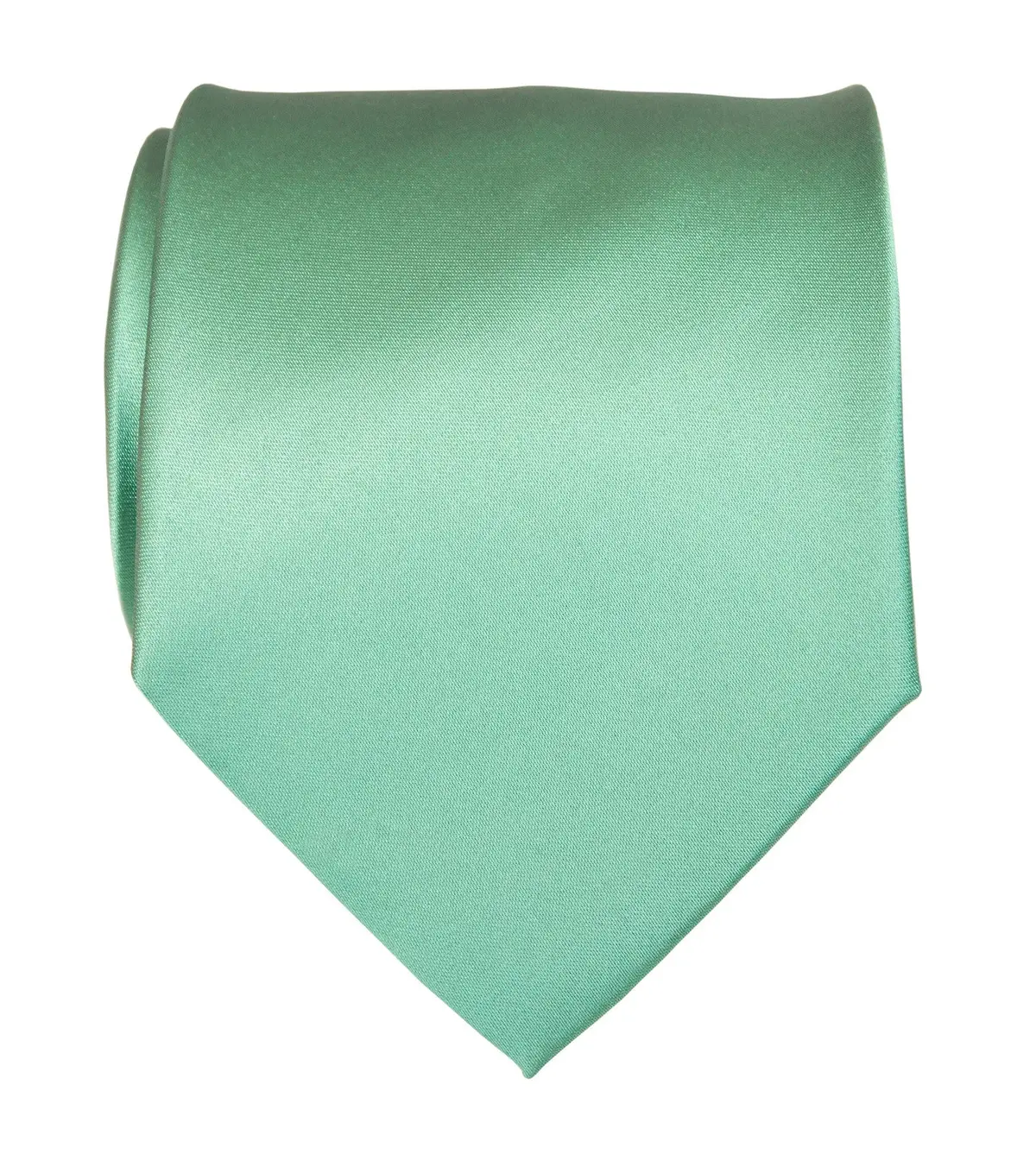 Mint Green Necktie. Solid Color Satin Finish Tie, No Print 1