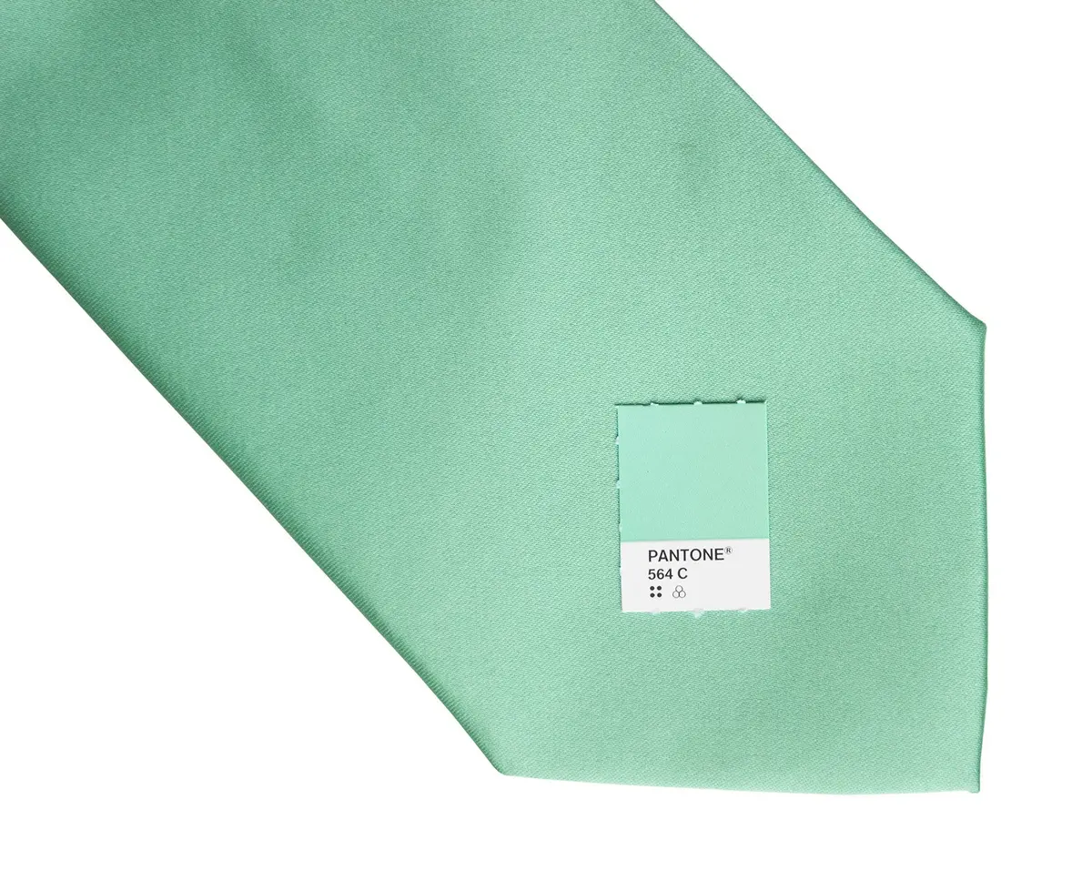 Mint Green Necktie. Solid Color Satin Finish Tie, No Print 2