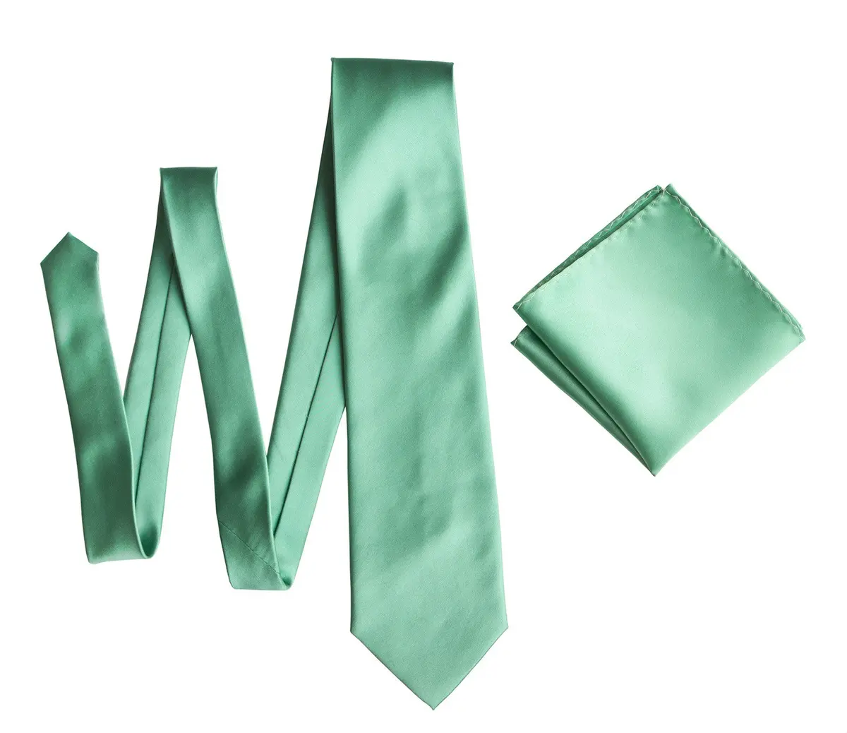 Mint Green Necktie. Solid Color Satin Finish Tie, No Print 6