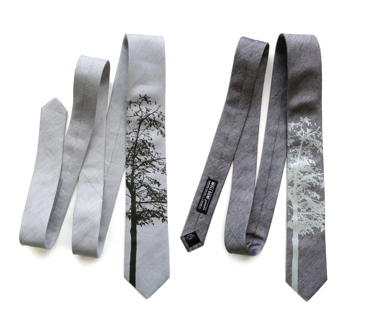 Aspen Linen Necktie. Tree Print Tie 1