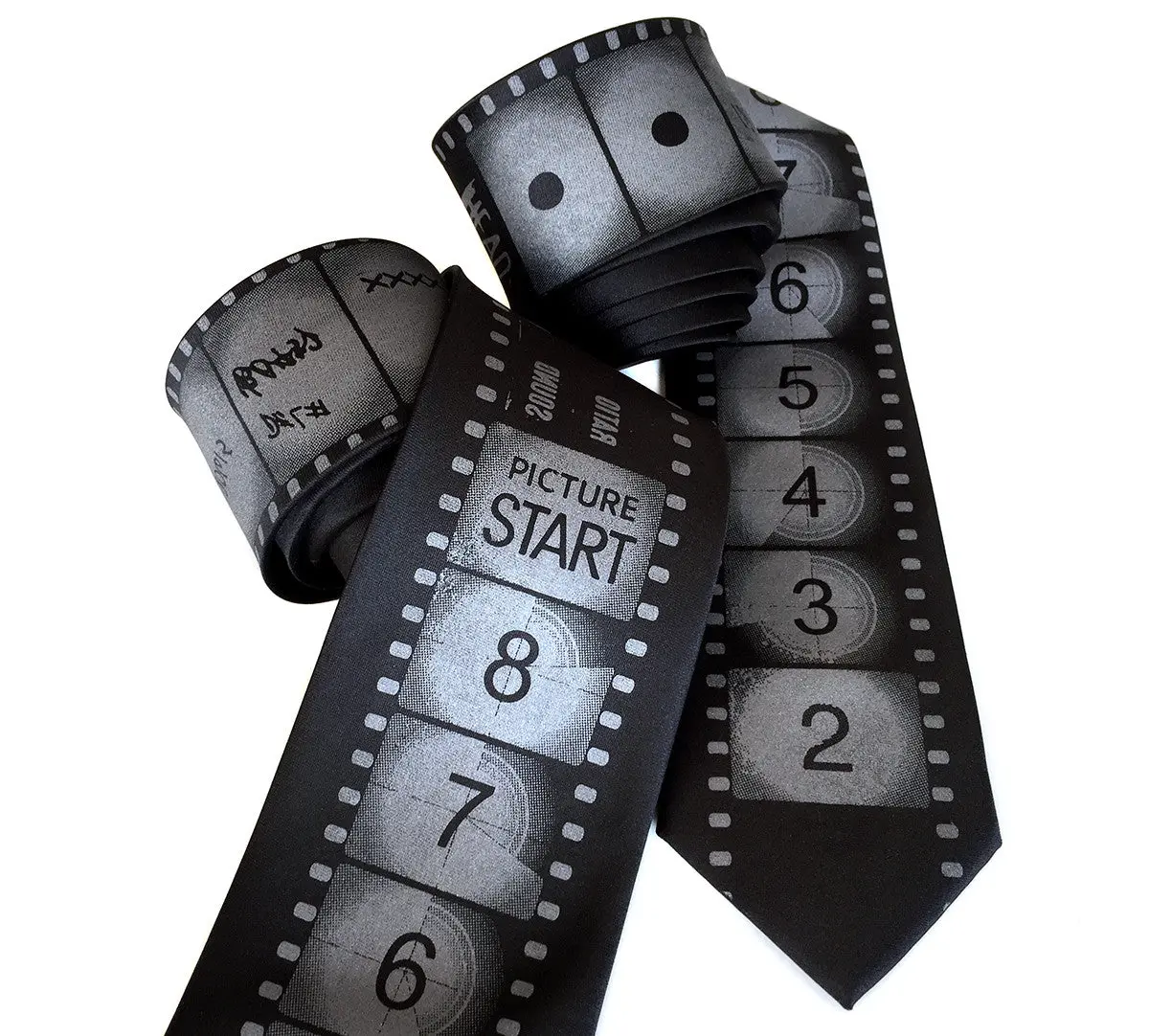 Movie Film Countdown Necktie. Academy Film Leader Silk Tie 1