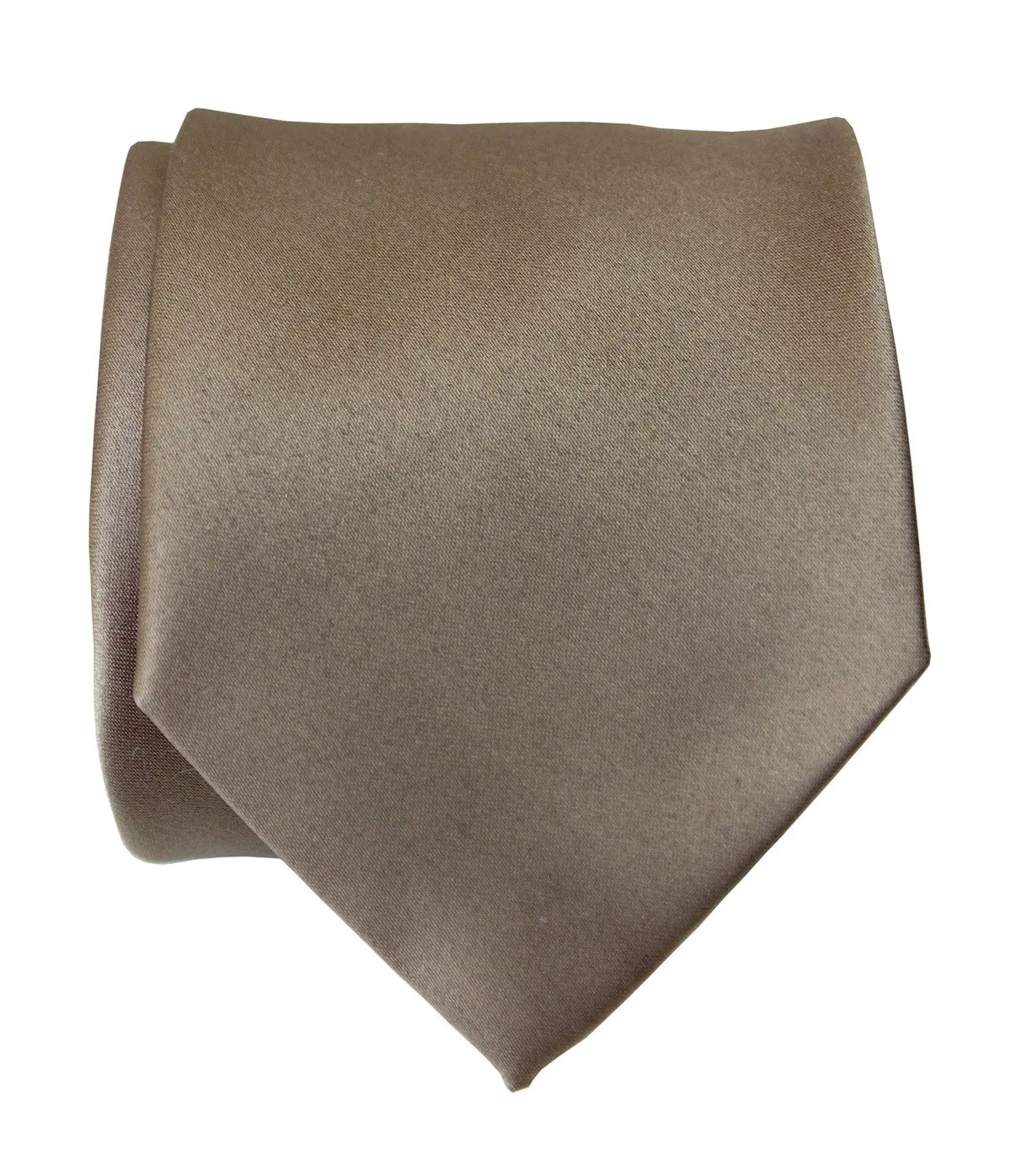 Mushroom Grey Necktie. Tan Solid Color Satin Finish Tie, No Print 1