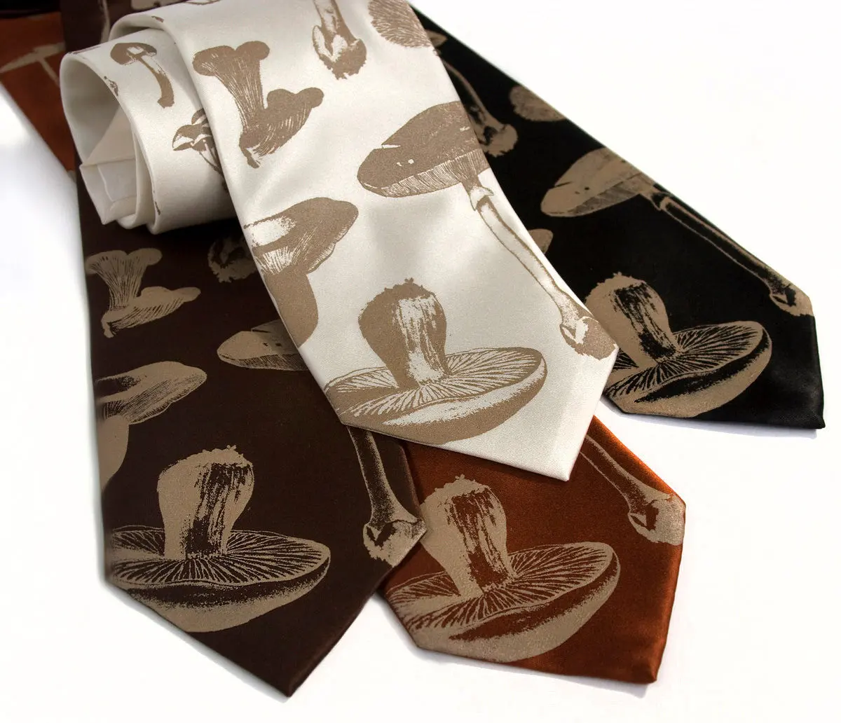 Mushrooms Necktie. Fungi Print Tie 1