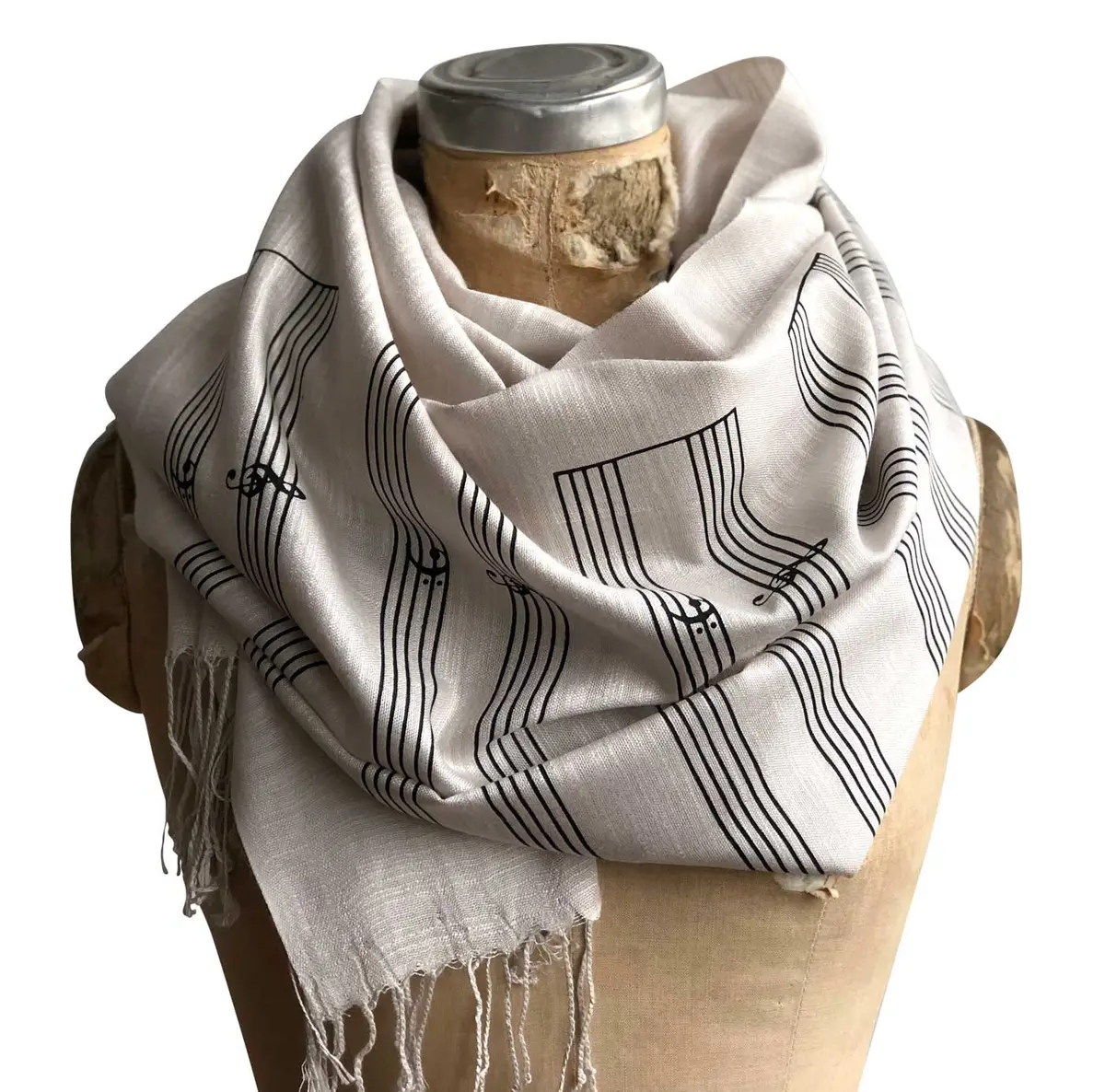 Music Manuscript Paper Bamboo Scarf, Sheet Music Pashmina 1