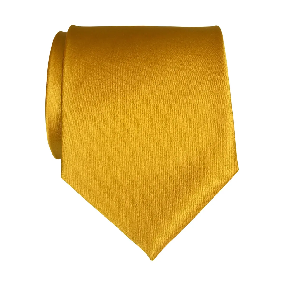 Mustard Yellow Necktie. Solid Color Satin Finish Tie, No Print 1