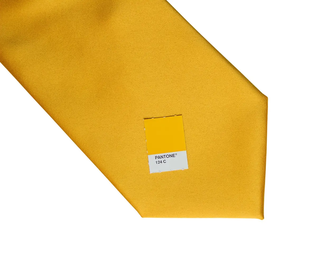 Mustard Yellow Necktie. Solid Color Satin Finish Tie, No Print 2