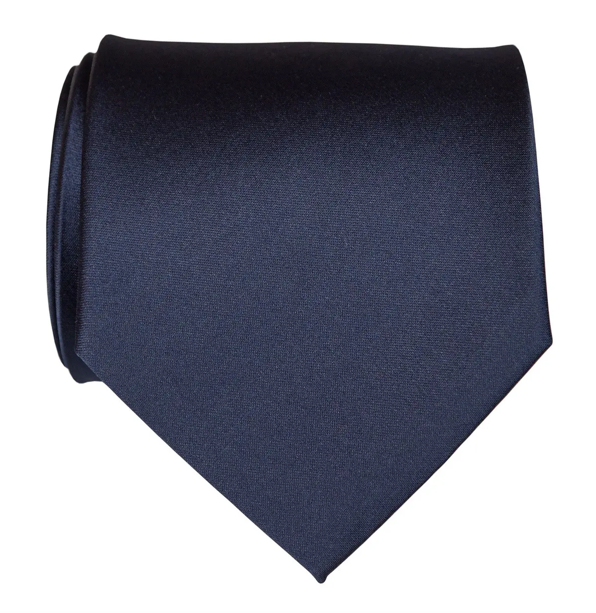 Navy Blue Necktie. Dark Blue Solid Color Satin Finish Tie, No Print 1