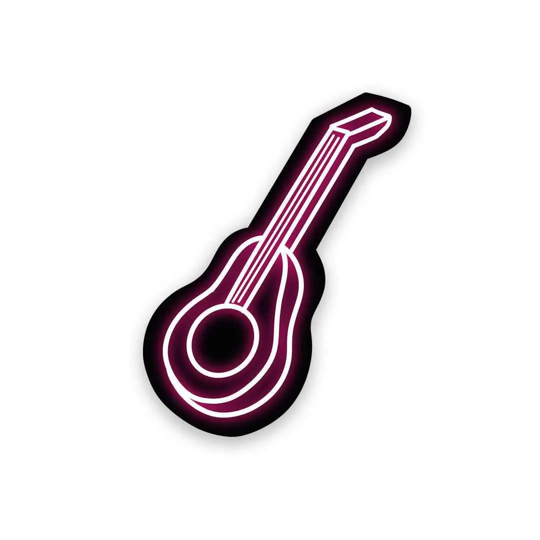 Neon Pink Guitar Sticker 1