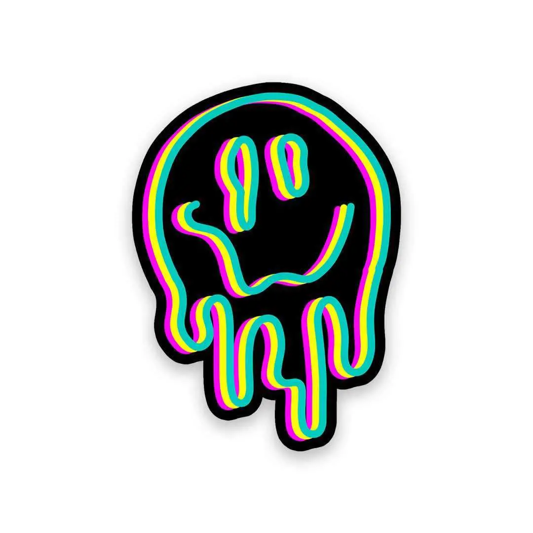 Neon Trippy Smile Sticker 1