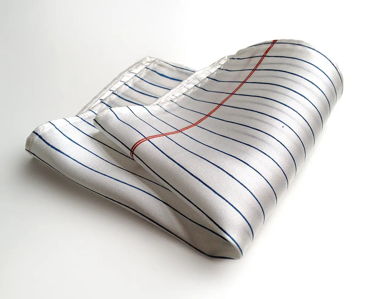 College Ruled Pocket Square. Silk Notebook Paper Print 1
