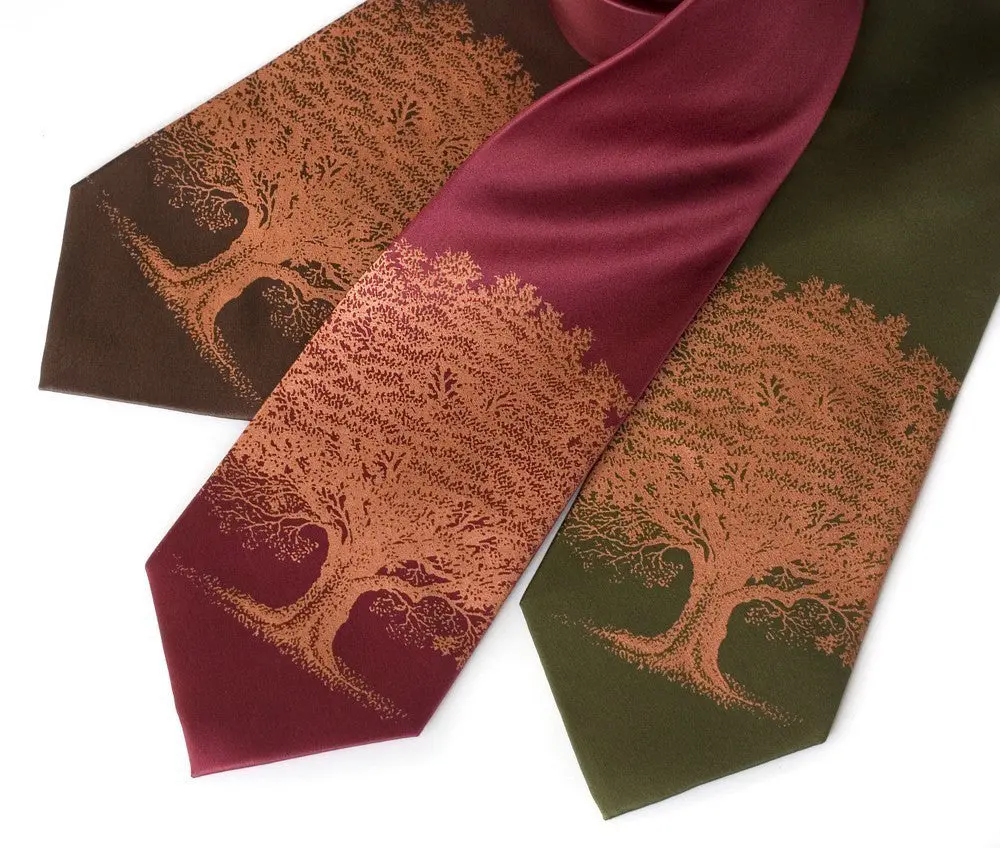 Oak Tree Silk Tie. Tree Silhouette Necktie 1