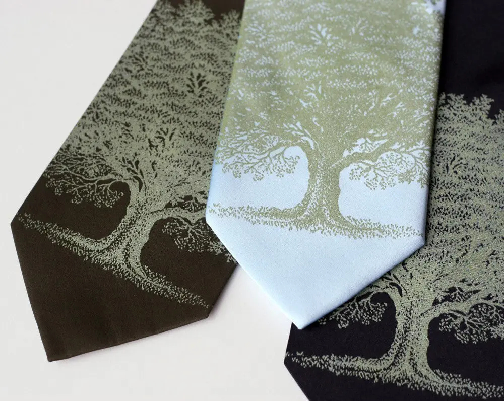 Oak Tree Silk Tie. Tree Silhouette Necktie 2