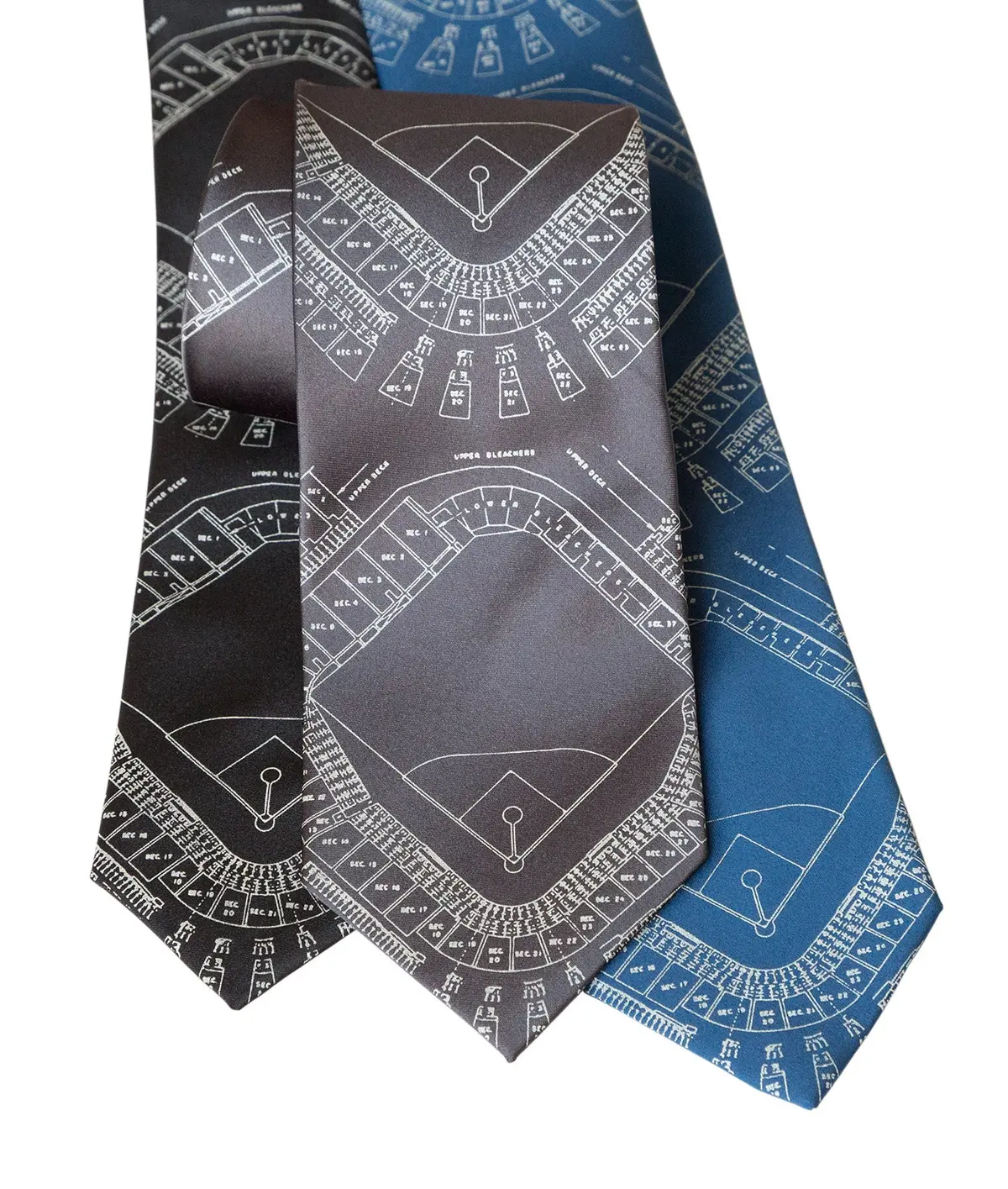 Old Tiger Stadium Blueprint Necktie, Historic Detroit Tie 10