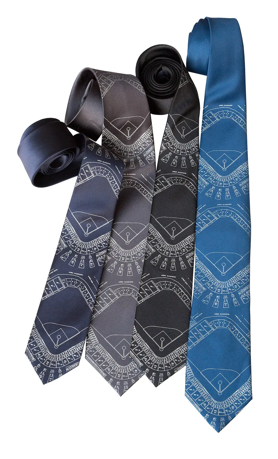 Old Tiger Stadium Blueprint Necktie, Historic Detroit Tie 12