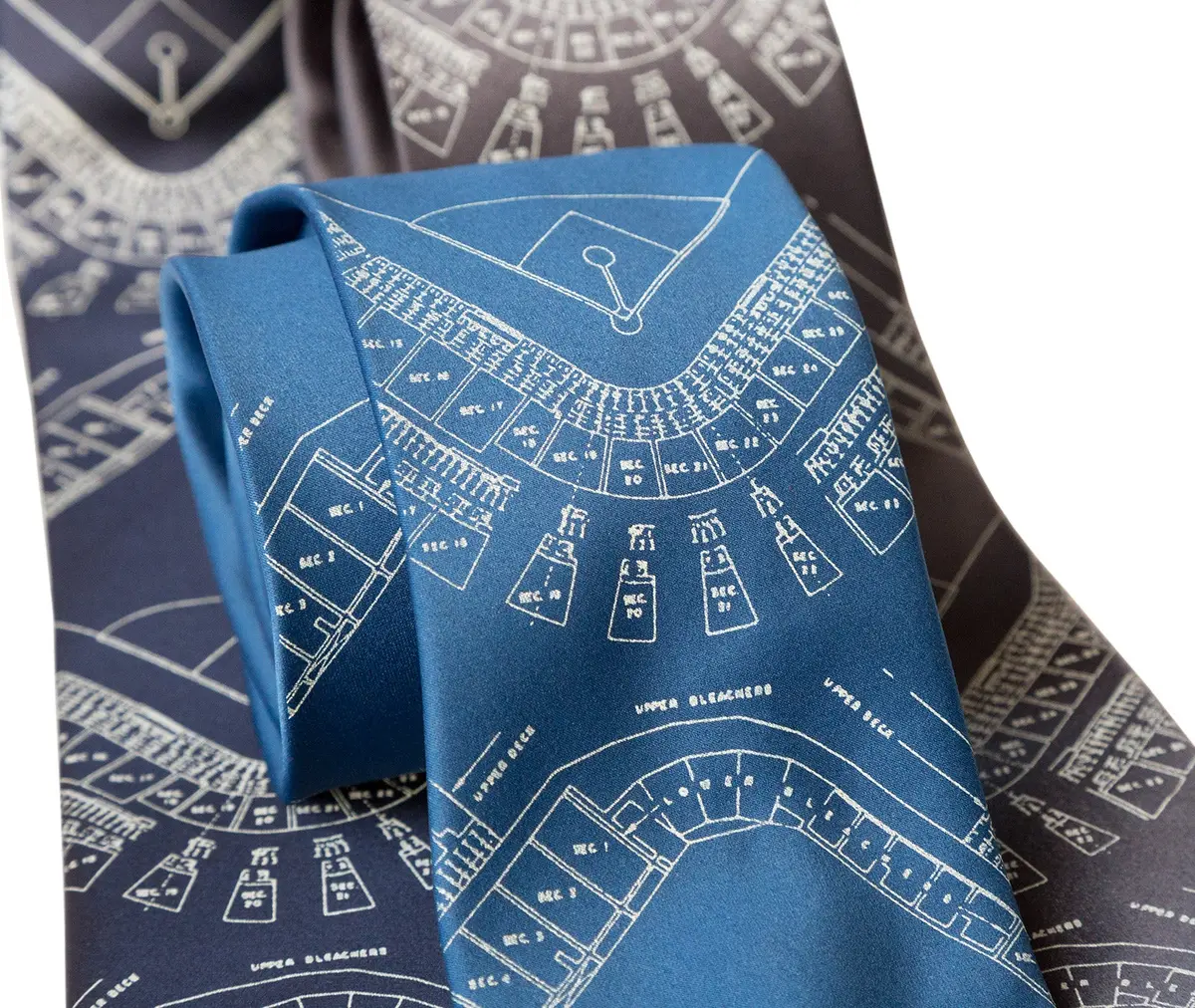 Old Tiger Stadium Blueprint Necktie, Historic Detroit Tie 8