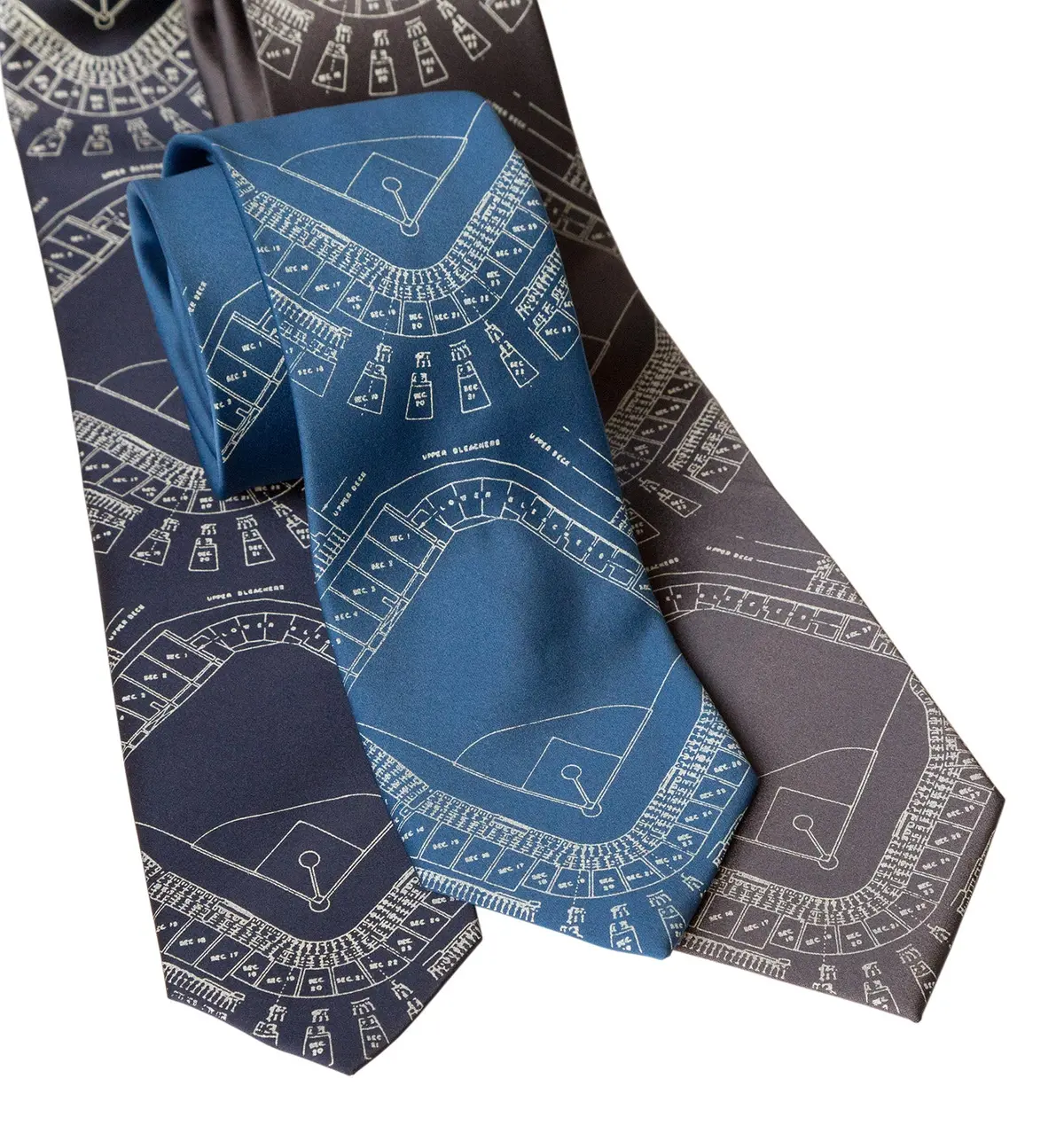 Old Tiger Stadium Blueprint Necktie, Historic Detroit Tie 9