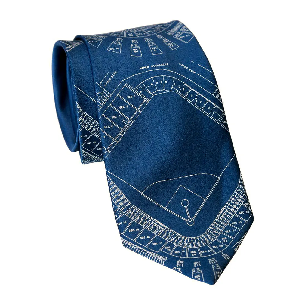 Old Tiger Stadium Blueprint Necktie, Historic Detroit Tie 3