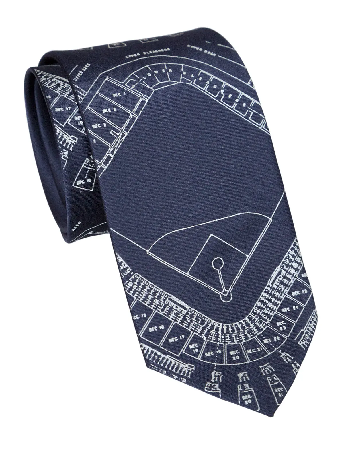 Old Tiger Stadium Blueprint Necktie, Historic Detroit Tie 11