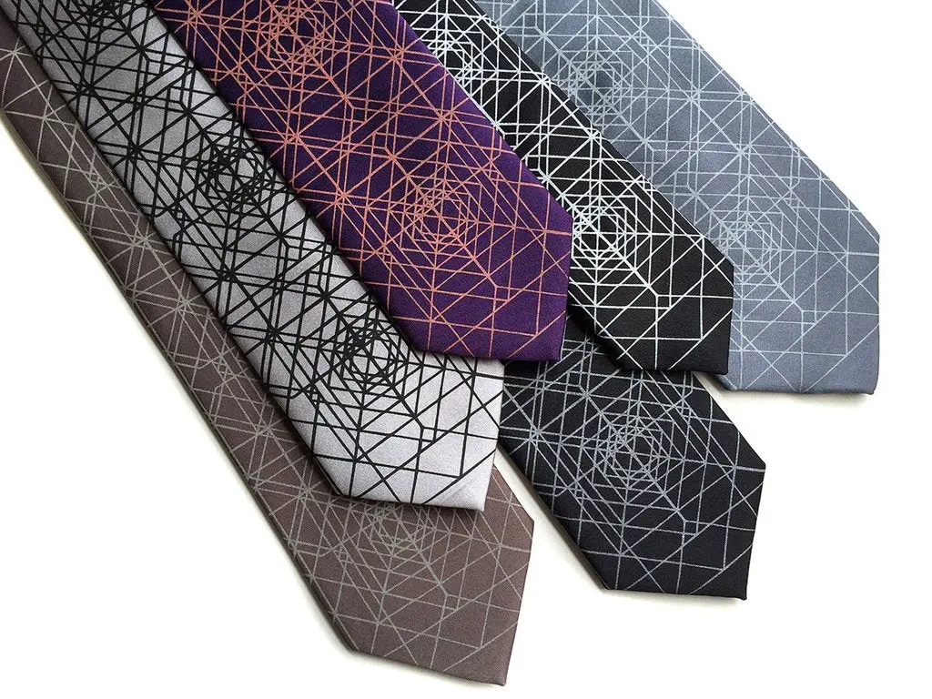 Op Art Triangles Necktie, Geometric Print Tie 1