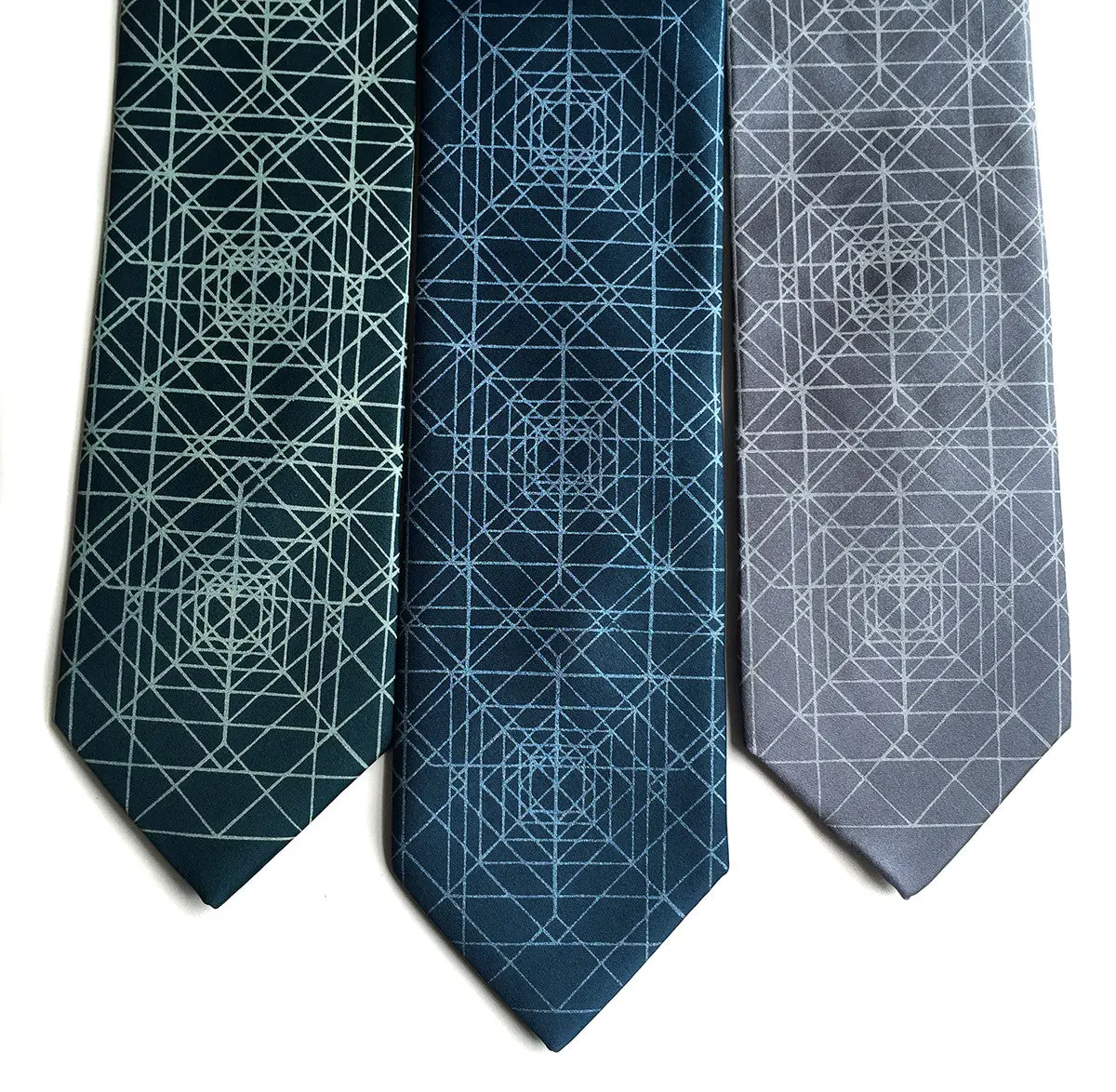 Op Art Triangles Silk Necktie. Psychedelic Geometric Print Tie 1