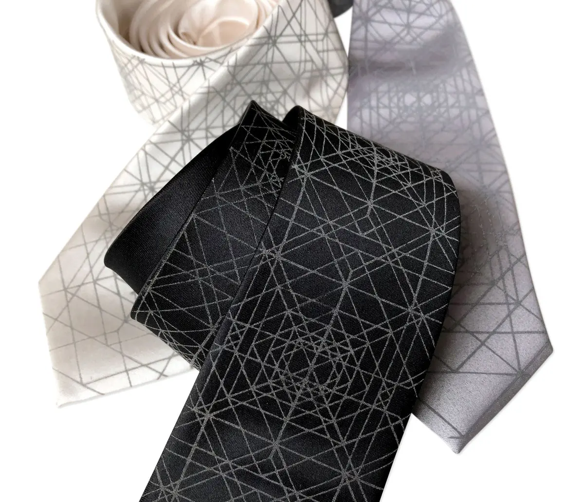 Op Art Triangles Necktie, Retroreflective Print Tie 1