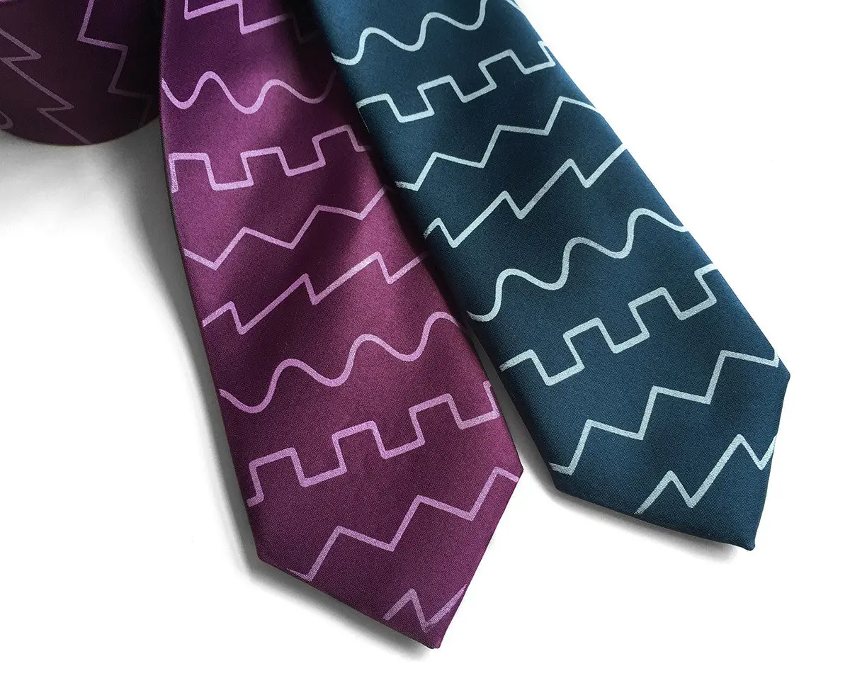 Oscillator Waves Silk Necktie. Sound Waves Tie 1