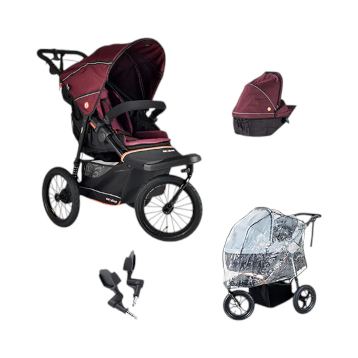 Out N About Nipper V6 Plus Newborn Bundle - Brambleberry Red 1