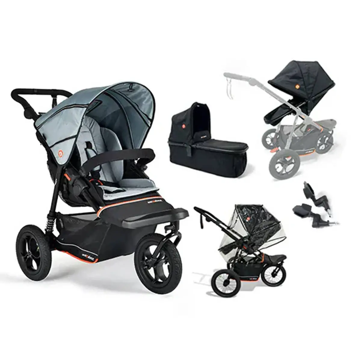 Out N About Nipper V6 Switch Newborn Bundle - Rock Salt Grey 1