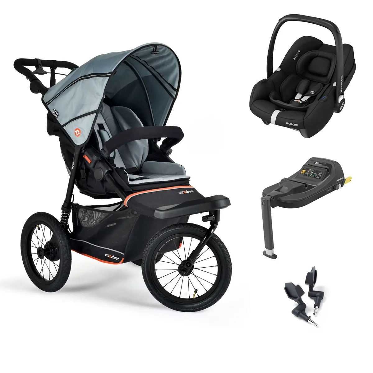 Out N About Nipper V6 Plus Travel System - Rock Salt Grey 1