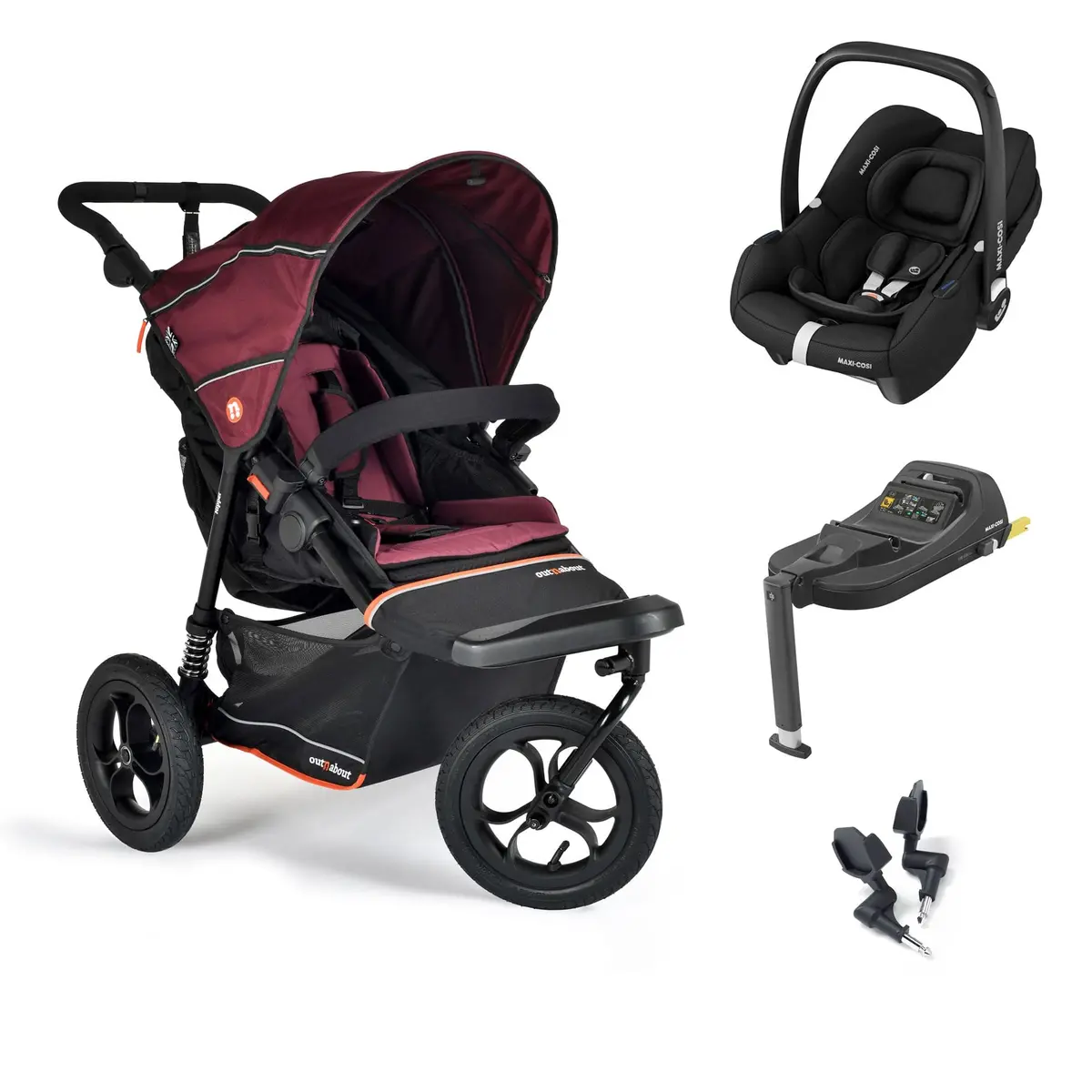Out N About Nipper V6 Travel System - Brambleberry Red 1