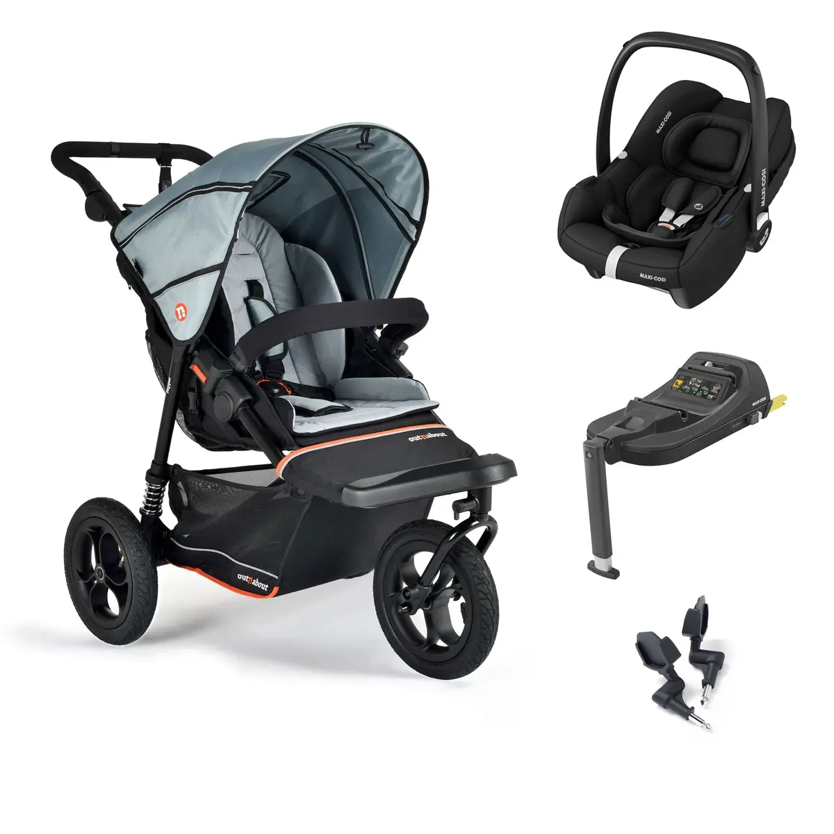 Out N About Nipper V6 Travel System - Rock Salt Grey 1