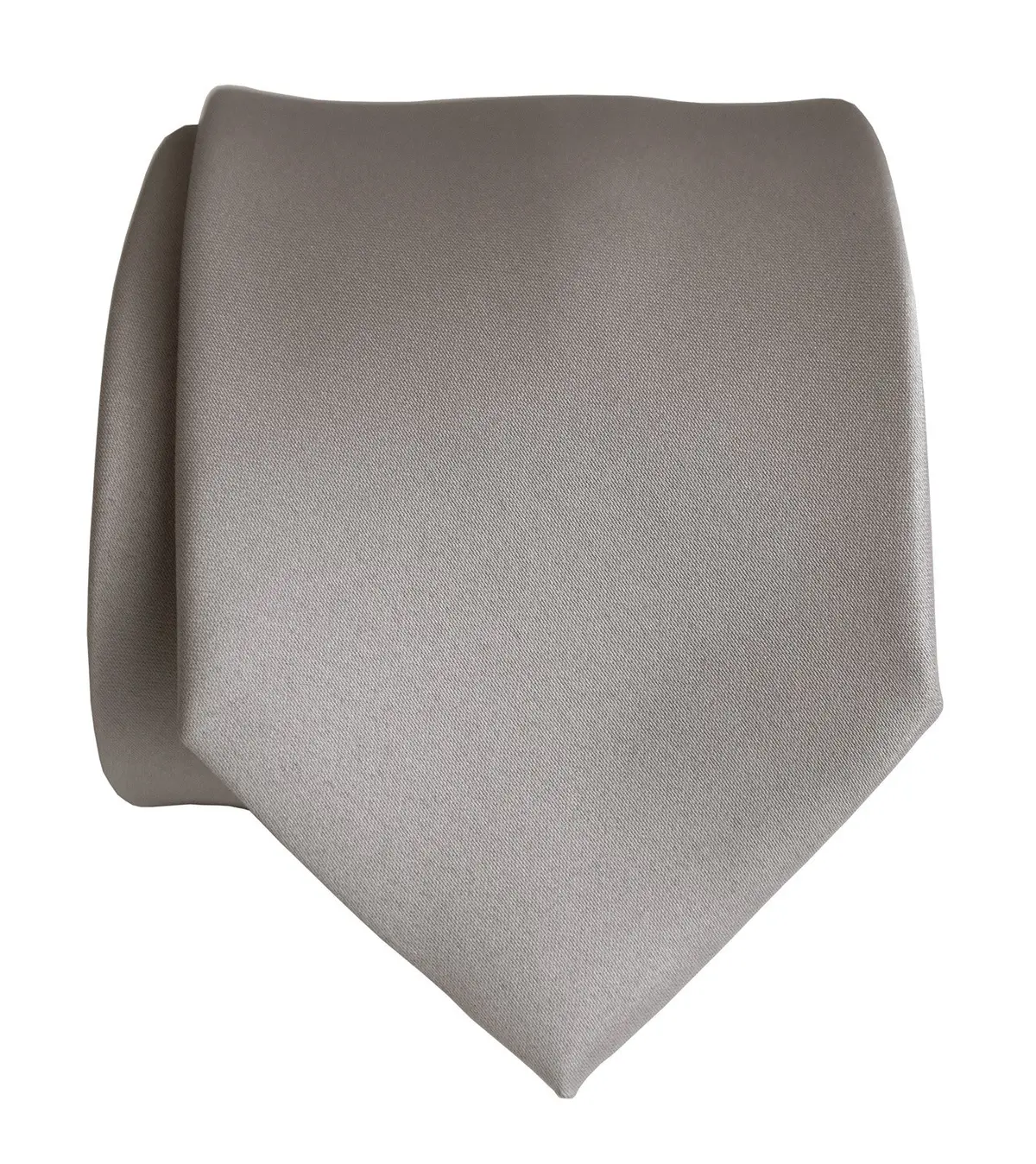 Oyster Necktie. Solid Color Light Grey Satin Finish Tie, No Print 1