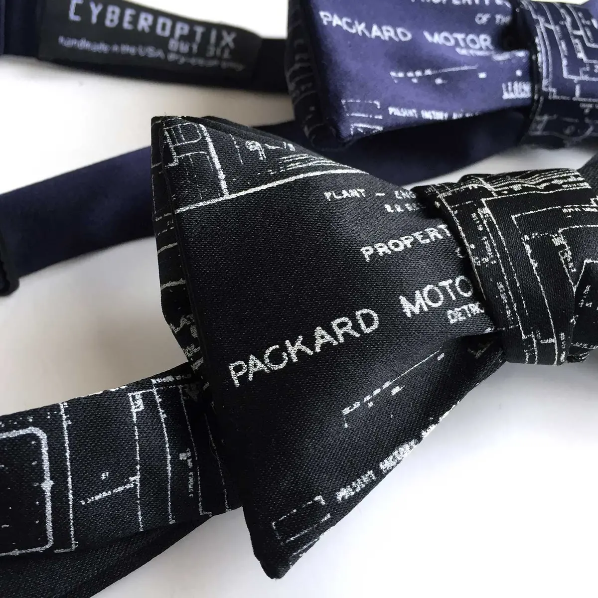 Detroit Map Bow Tie, Packard Plant Engineering Blueprint 1