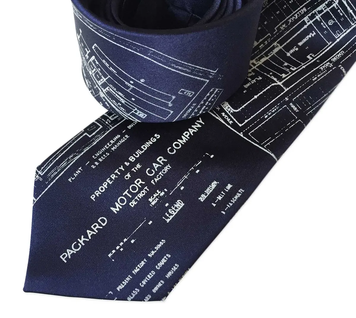 Detroit Map Necktie, Packard Plant Engineering Blueprint Tie 6
