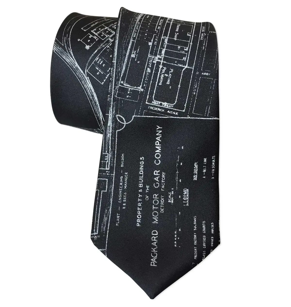 Detroit Heritage Necktie: Packard Plant Engineering Blueprint Pattern - Image 10